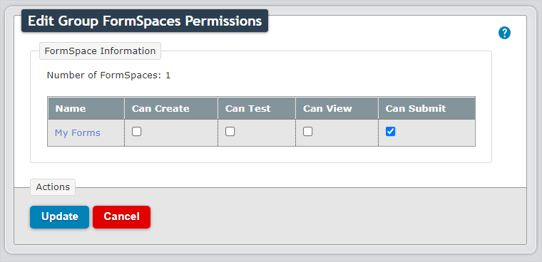 Group FormSpace Permissions edit table